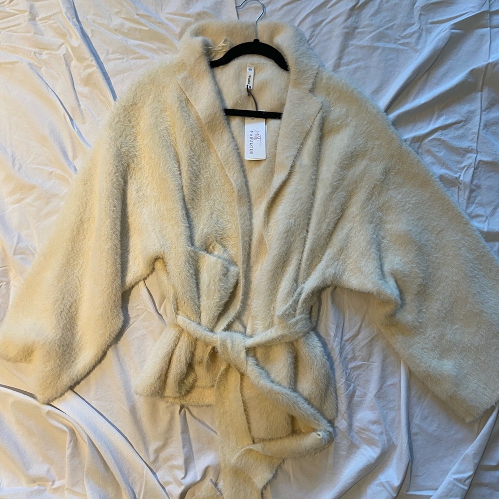 Fuzzy Tie Sweater